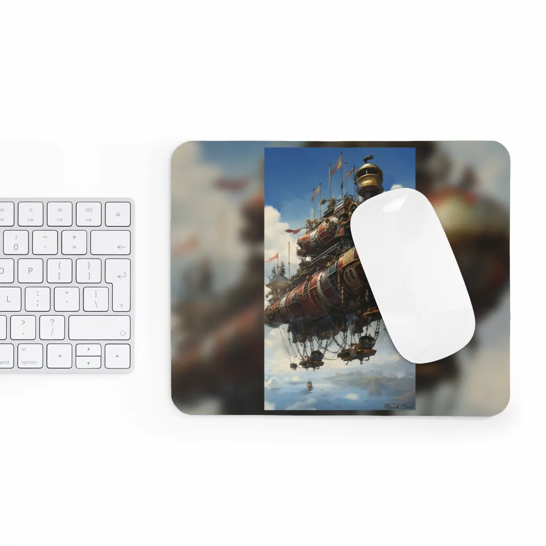 Steampunk Sky-Liner Showdown: Airship Racing in the Clouds - Mouse Pad
