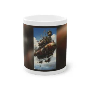 Red Steampunk Airship over Sea Mug