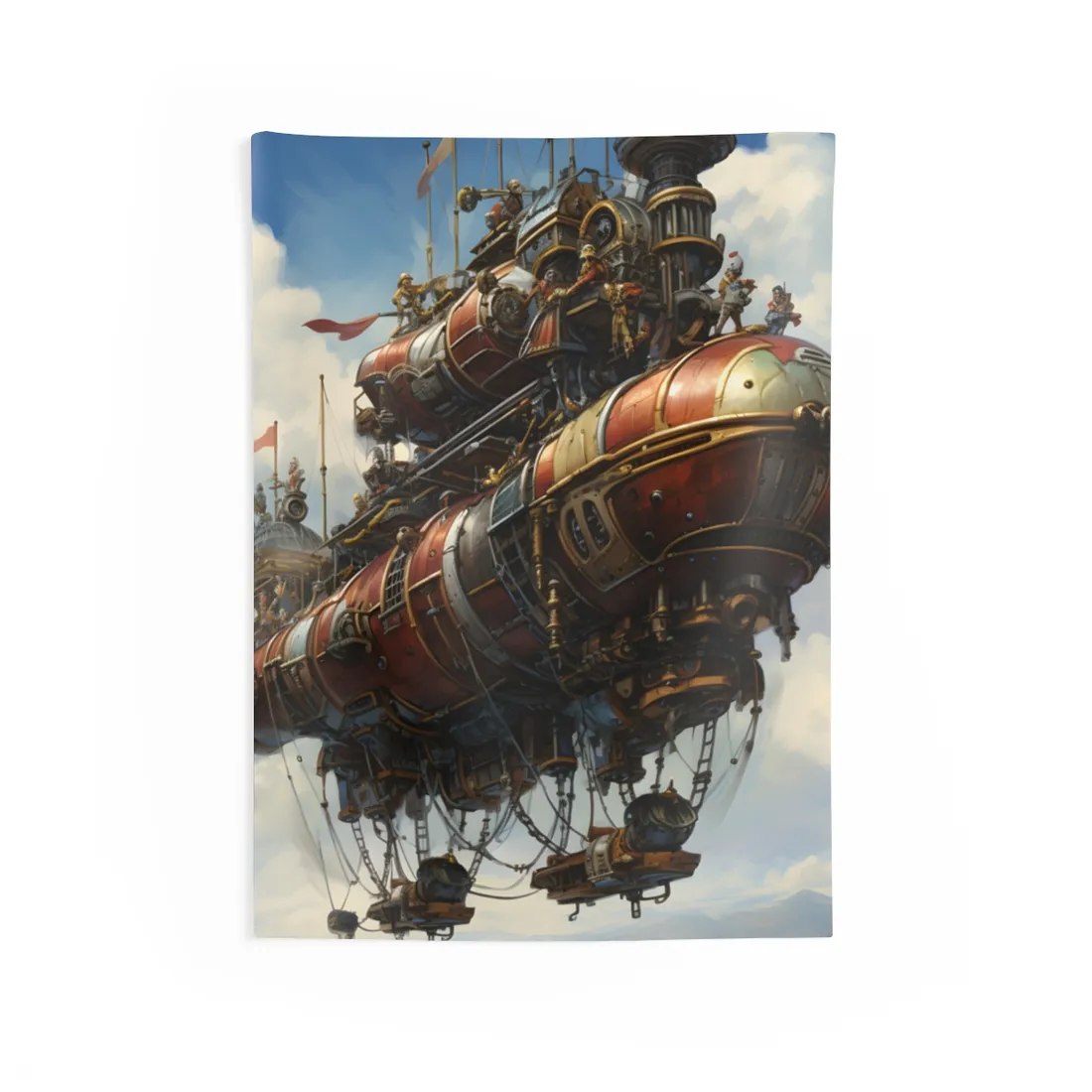 Steampunk Sky-Liner Showdown: Airship Racing in the Clouds - Wall Tapestry