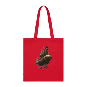 Red Steampunk Airship over Sea Tote Bag
