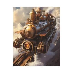 Flying Brass Steam Train Canvas Print