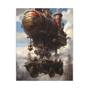 Red Airship Above Clouds Canvas Print