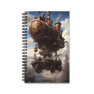 Red Airship Above Clouds Spiral Notebook