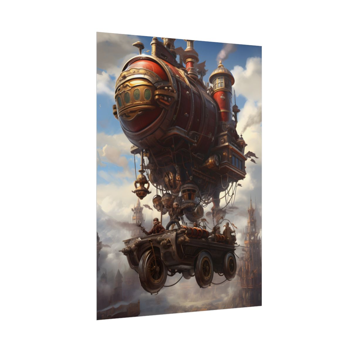 Steampunk Sky Liner Showdown: Vibrant Airship Race - Poster