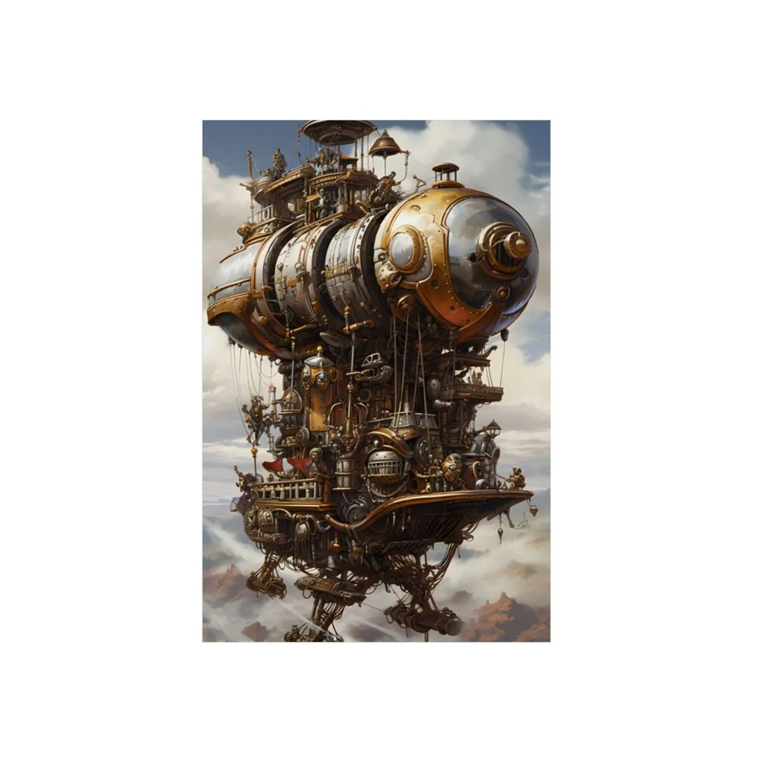 Steampunk Sky-Liner Thrill: A Fierce Airship Race - Metal Poster
