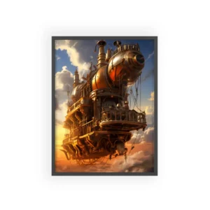 Brass Airship at Sunset Framed Poster