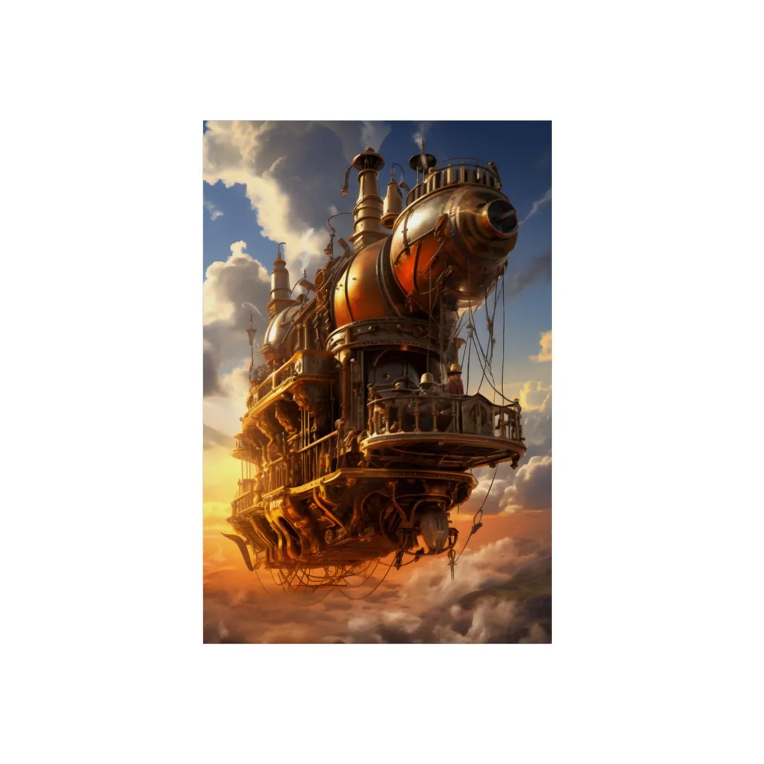 Steampunk Sky-Liner Thrill: Colorful Runners on Colum - Metal Poster