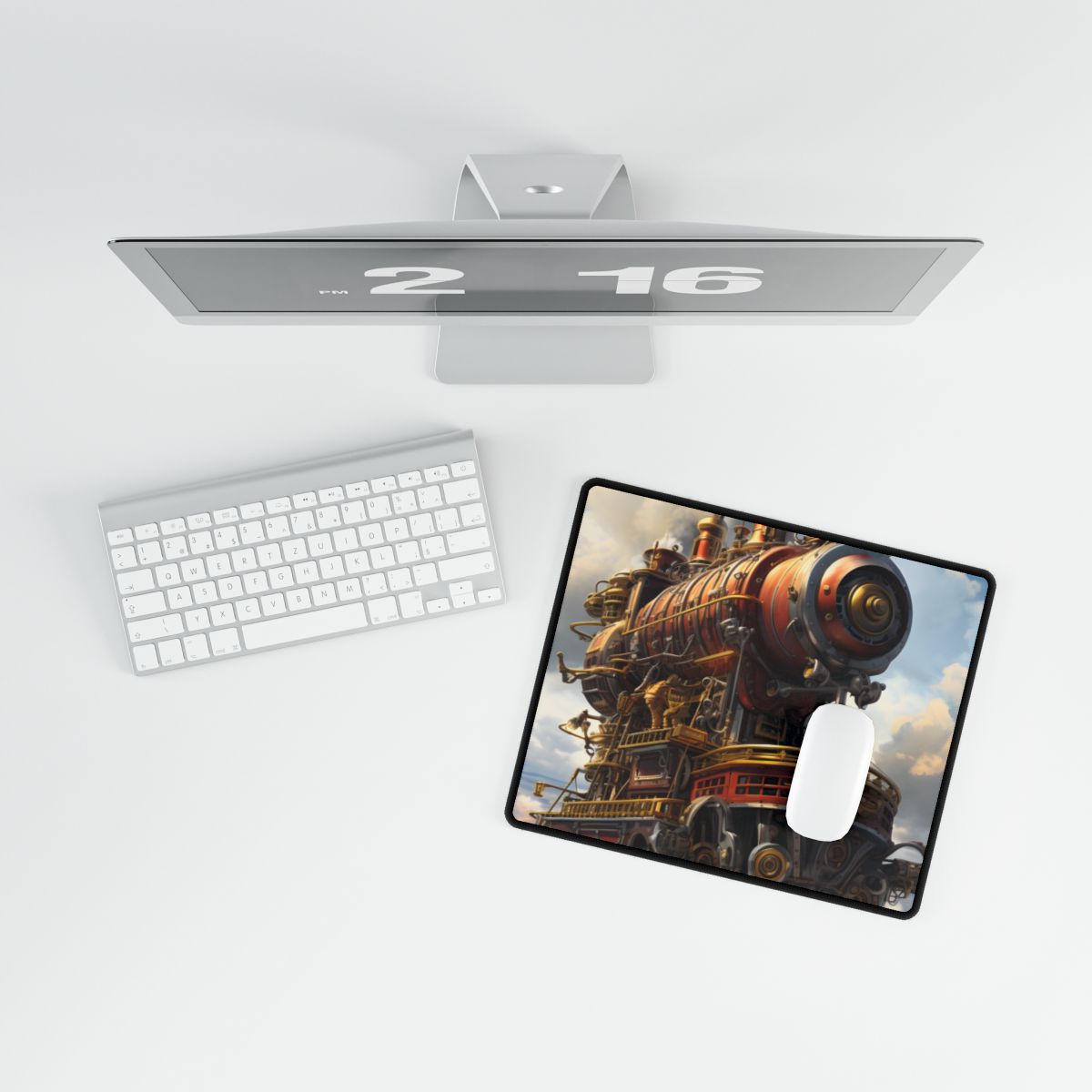 Steampunk Sky-Liner Thrill: Dynamic Race Artwork - Desk Mat
