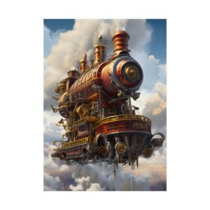 Steampunk Locomotive in Clouds Poster