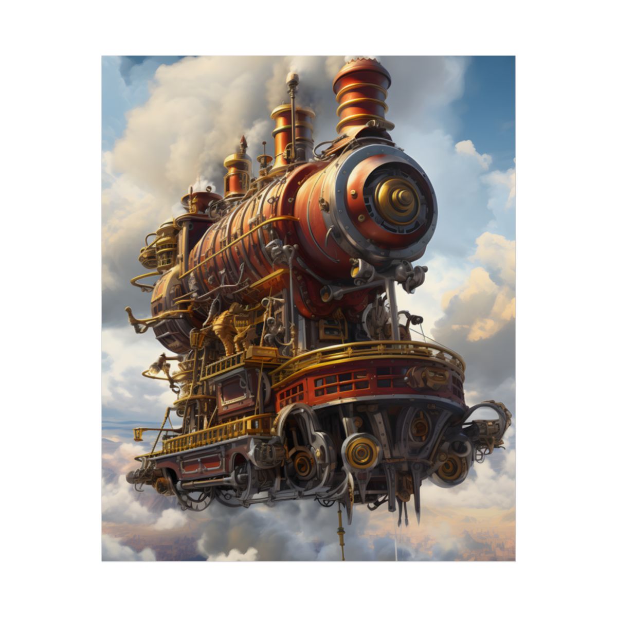 Steampunk Sky-Liner Thrill: Dynamic Race Artwork - Poster