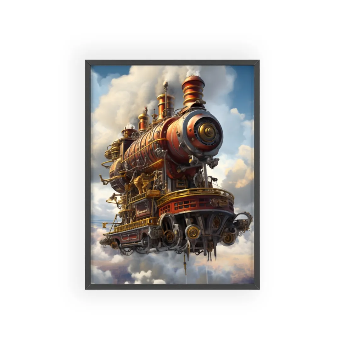 Steampunk Sky-Liner Thrill: Dynamic Race - Framed Poster