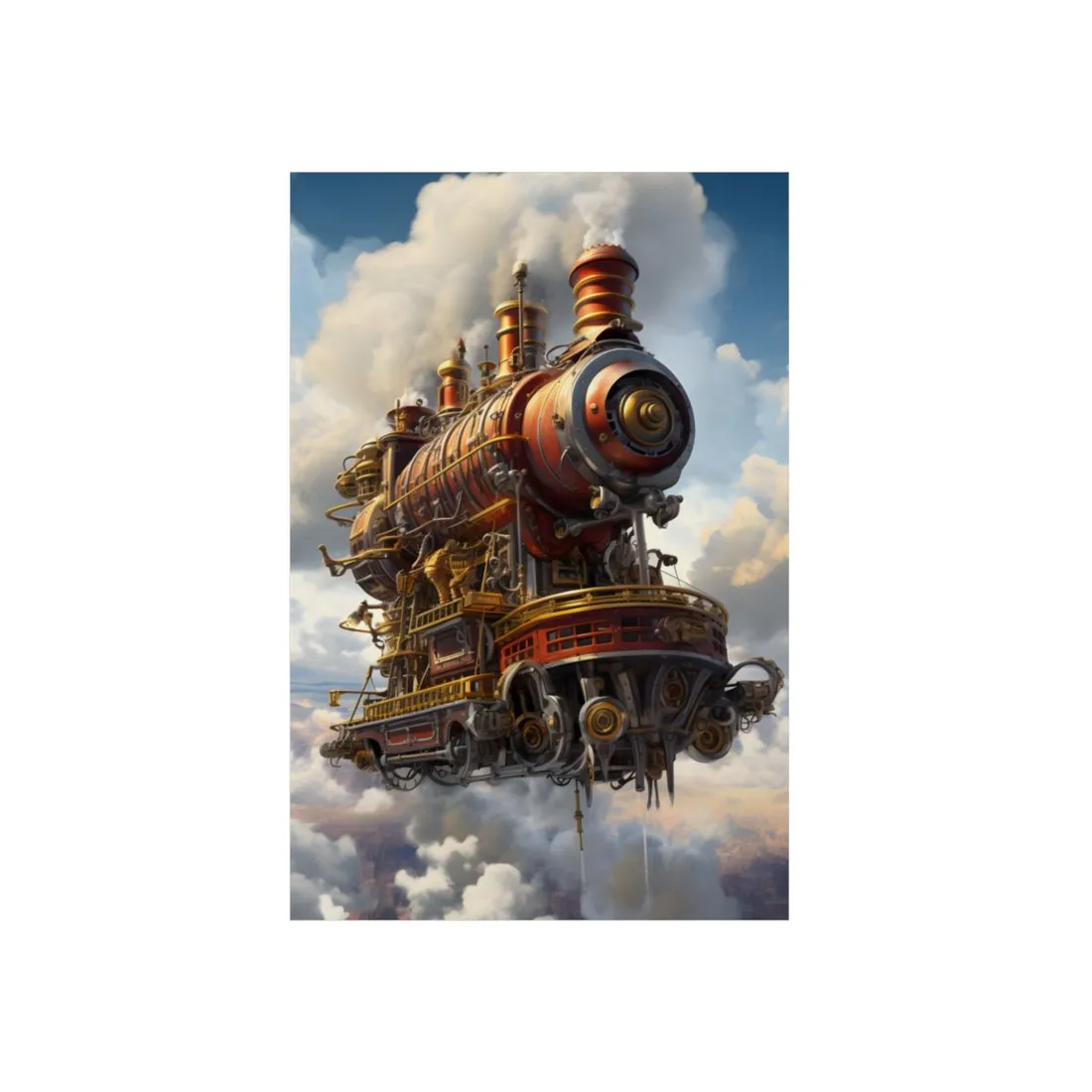 Steampunk Sky-Liner Thrill: Dynamic Race - Metal Poster