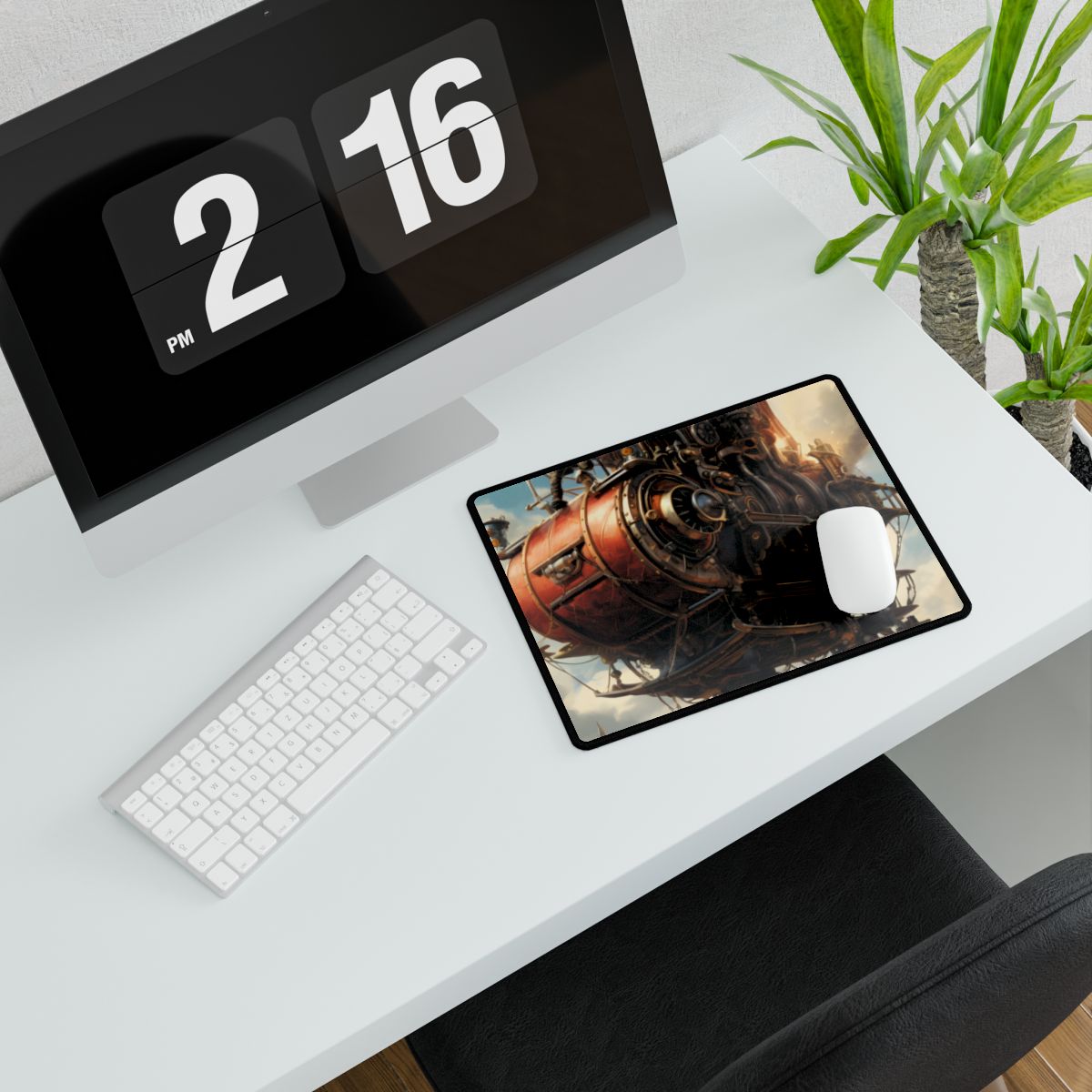 Steampunk Sky-Liner Thrill: Racing Airship in Mid-Air - Desk Mat