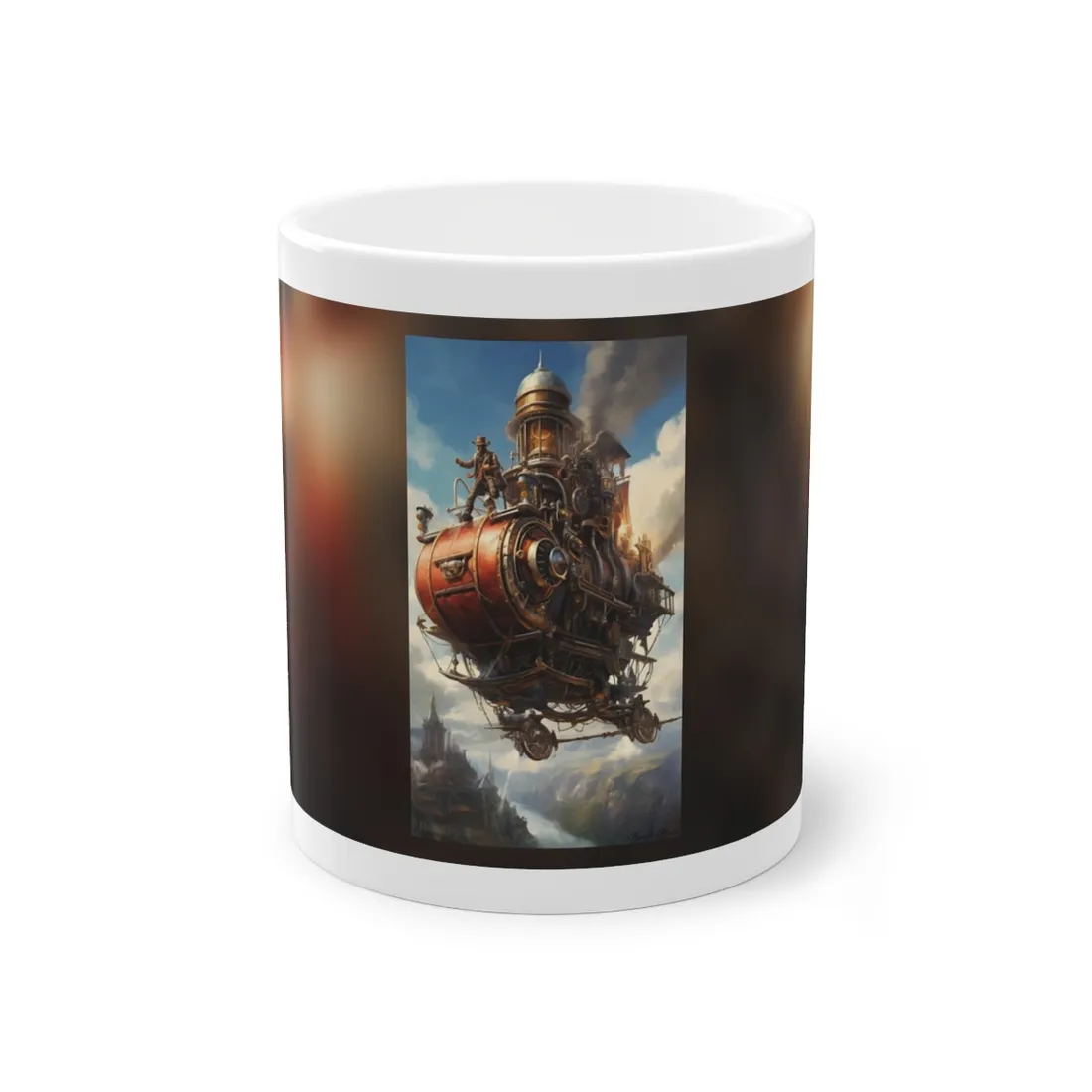 Steampunk Sky-Liner Thrill: Racing Airship in Mid-Air - Mug