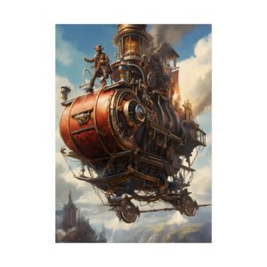 Steampunk Airship over Valley Poster