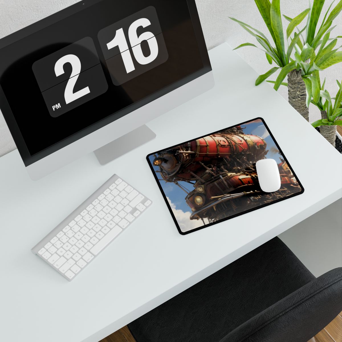Steampunk Sky-Liner Thrill: Racing on Columbus - Desk Mat
