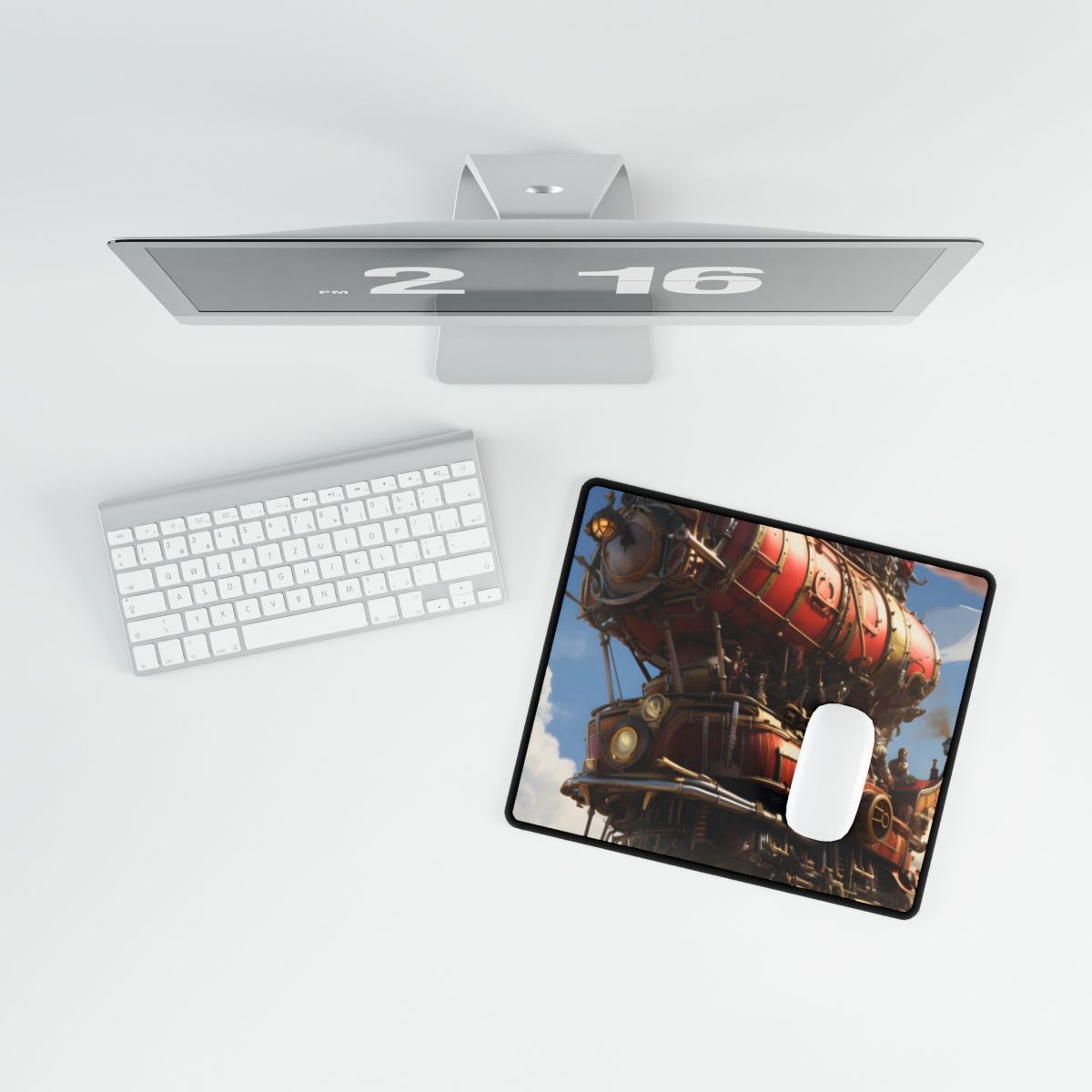 Steampunk Sky-Liner Thrill: Racing on Columbus - Desk Mat