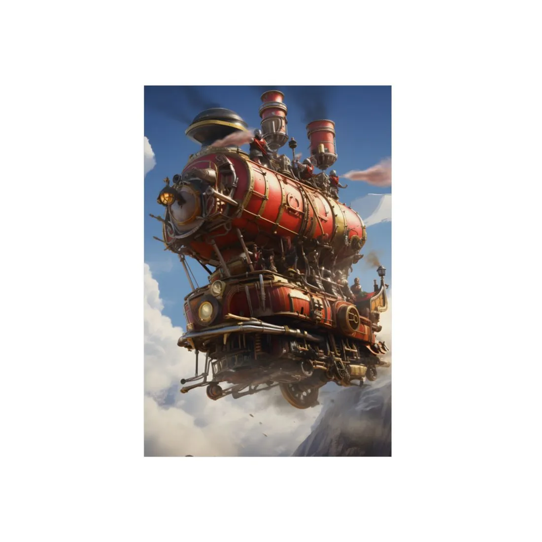 Steampunk Sky-Liner Thrill: Racing on Columbus - Metal Poster