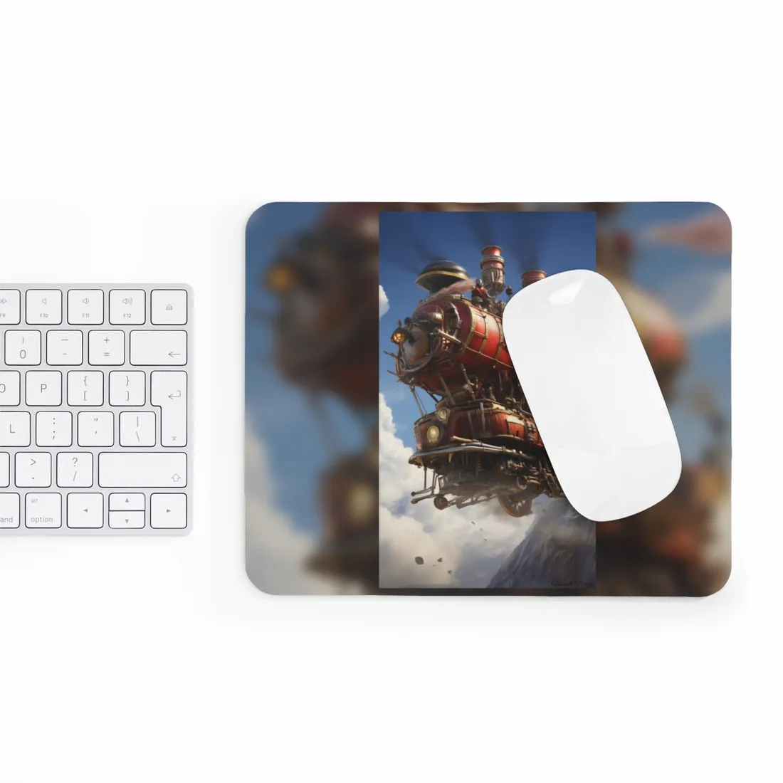 Steampunk Sky-Liner Thrill: Racing on Columbus - Mouse Pad