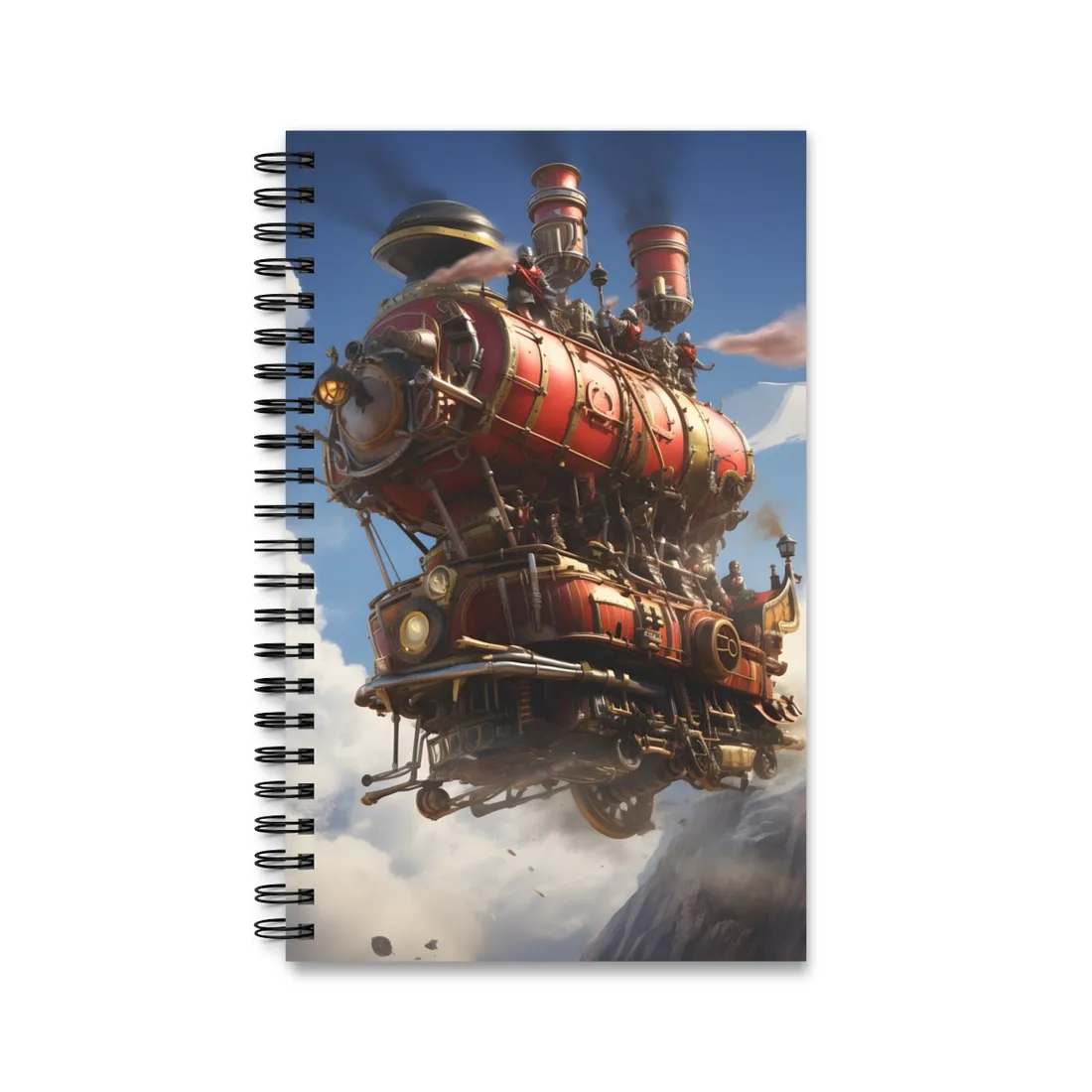 Steampunk Sky-Liner Thrill: Racing on Columbus - Spiral Notebook
