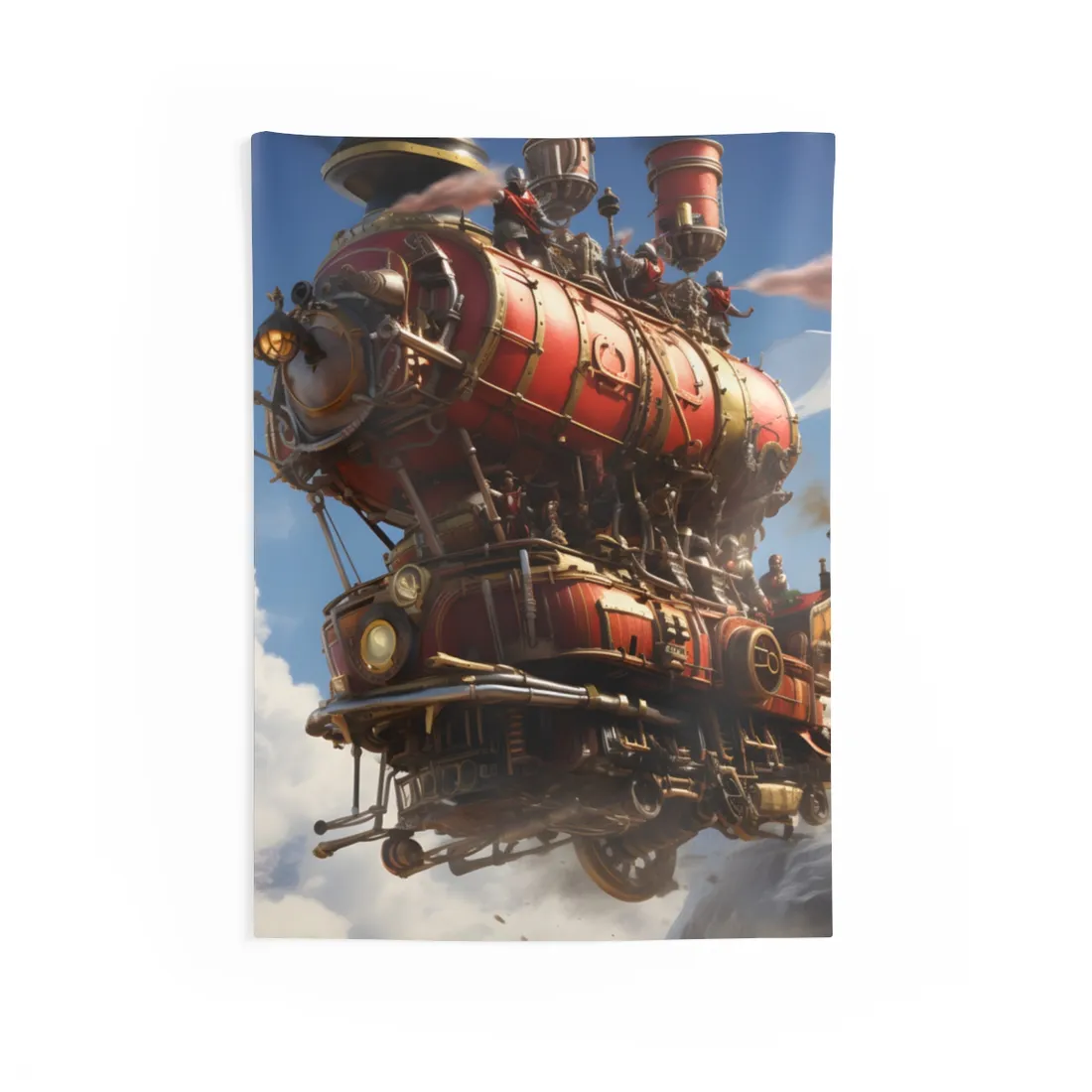 Steampunk Sky-Liner Thrill: Racing on Columbus - Wall Tapestry