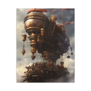 Steampunk Airship in Clouds Canvas Print
