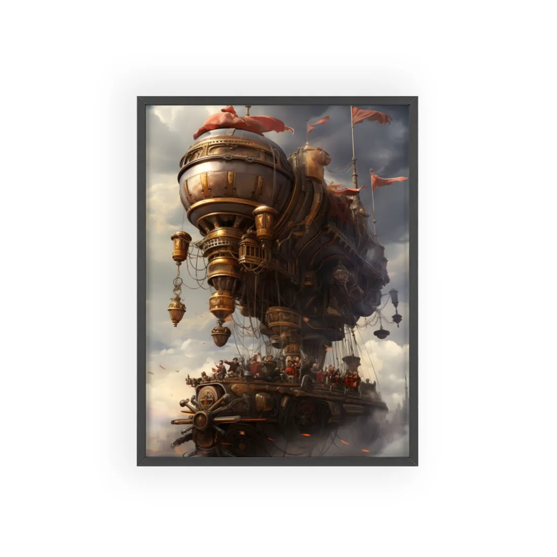 Steampunk Sky-Liner Thriller: 6 Rivals in Epic Race - Framed Poster