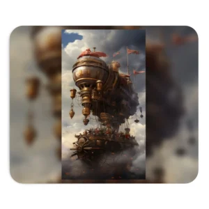 Steampunk Airship in Clouds Mouse Pad