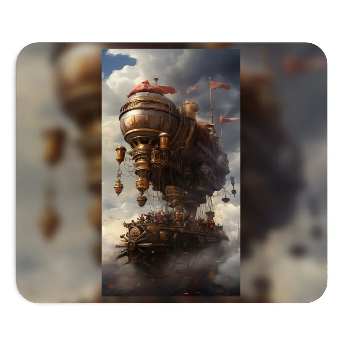 Steampunk Sky-Liner Thriller: 6 Rivals in Epic Race - Mouse Pad