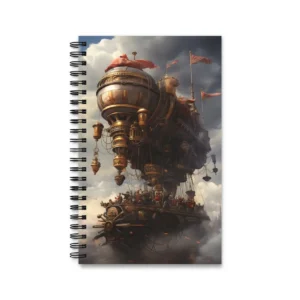 Steampunk Airship in Clouds Spiral Notebook