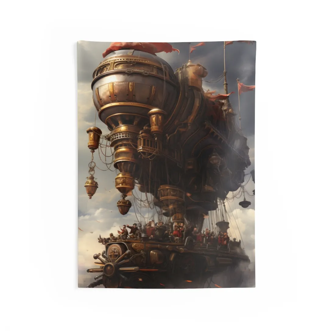 Steampunk Sky-Liner Thriller: 6 Rivals in Epic Race - Wall Tapestry