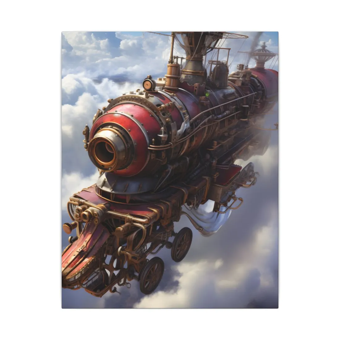 Steampunk Skyliner Thrill: Exciting Race in Flight - Canvas