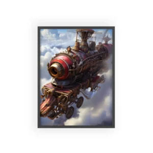 Steampunk Train Above Clouds Framed Poster