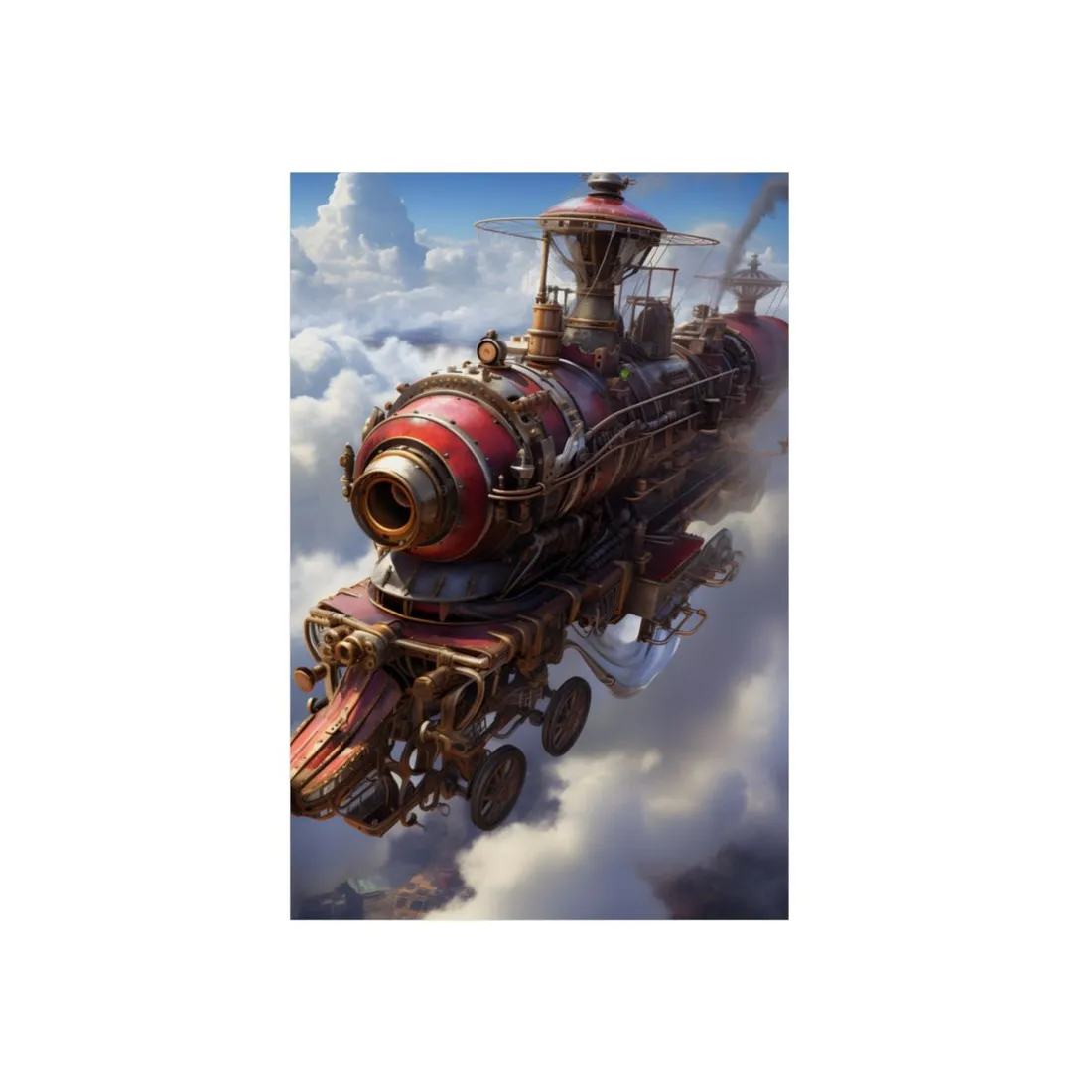 Steampunk Skyliner Thrill: Exciting Race in Flight - Metal Poster