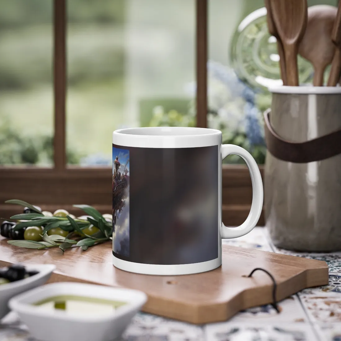 Steampunk Skyliner Thrill: Exciting Race in Flight - Mug