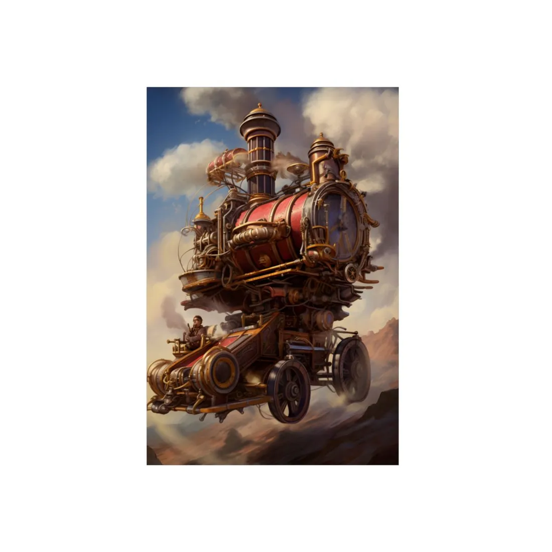 Steampunk Steam Engine: Mechanical Ground Vehicle - Metal Poster