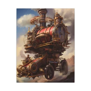 Steampunk Flying Locomotive Canvas Print
