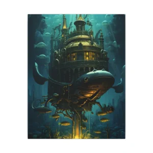 Brass Submarine Underwater Canvas Print
