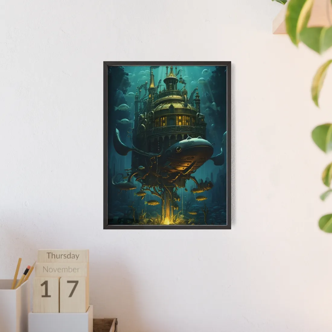 Steampunk Undersea Adventure: A Submersible World - Framed Poster