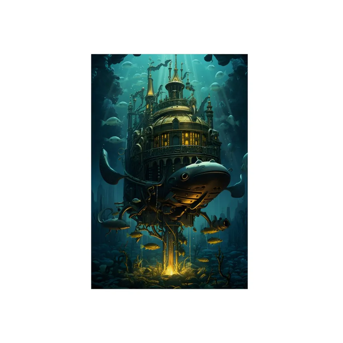 Steampunk Undersea Adventure: A Submersible World - Metal Poster