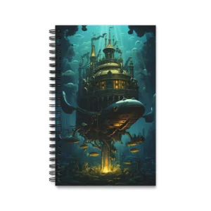 Brass Submarine Underwater Spiral Notebook