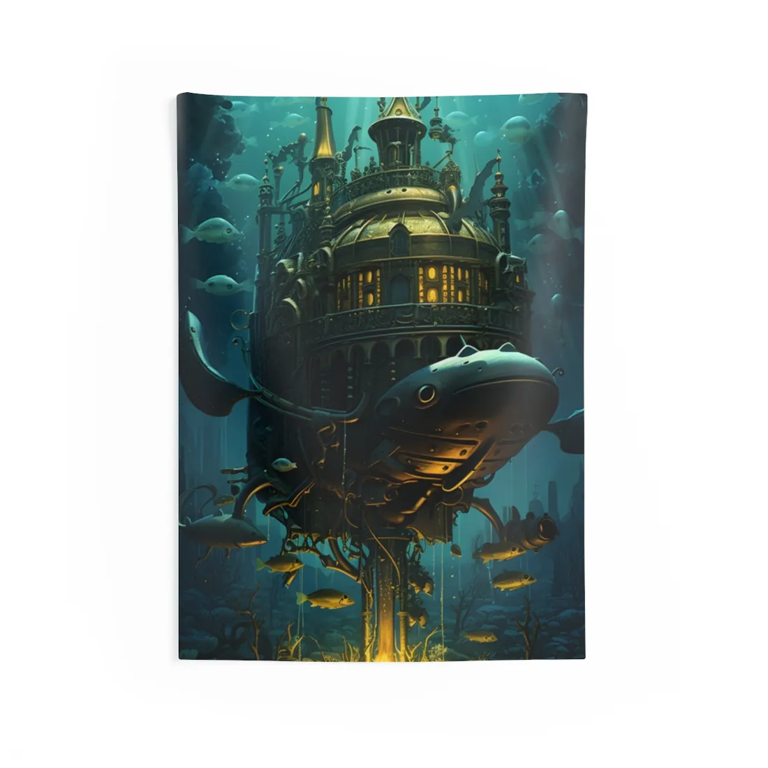 Steampunk Undersea Adventure: A Submersible World - Wall Tapestry