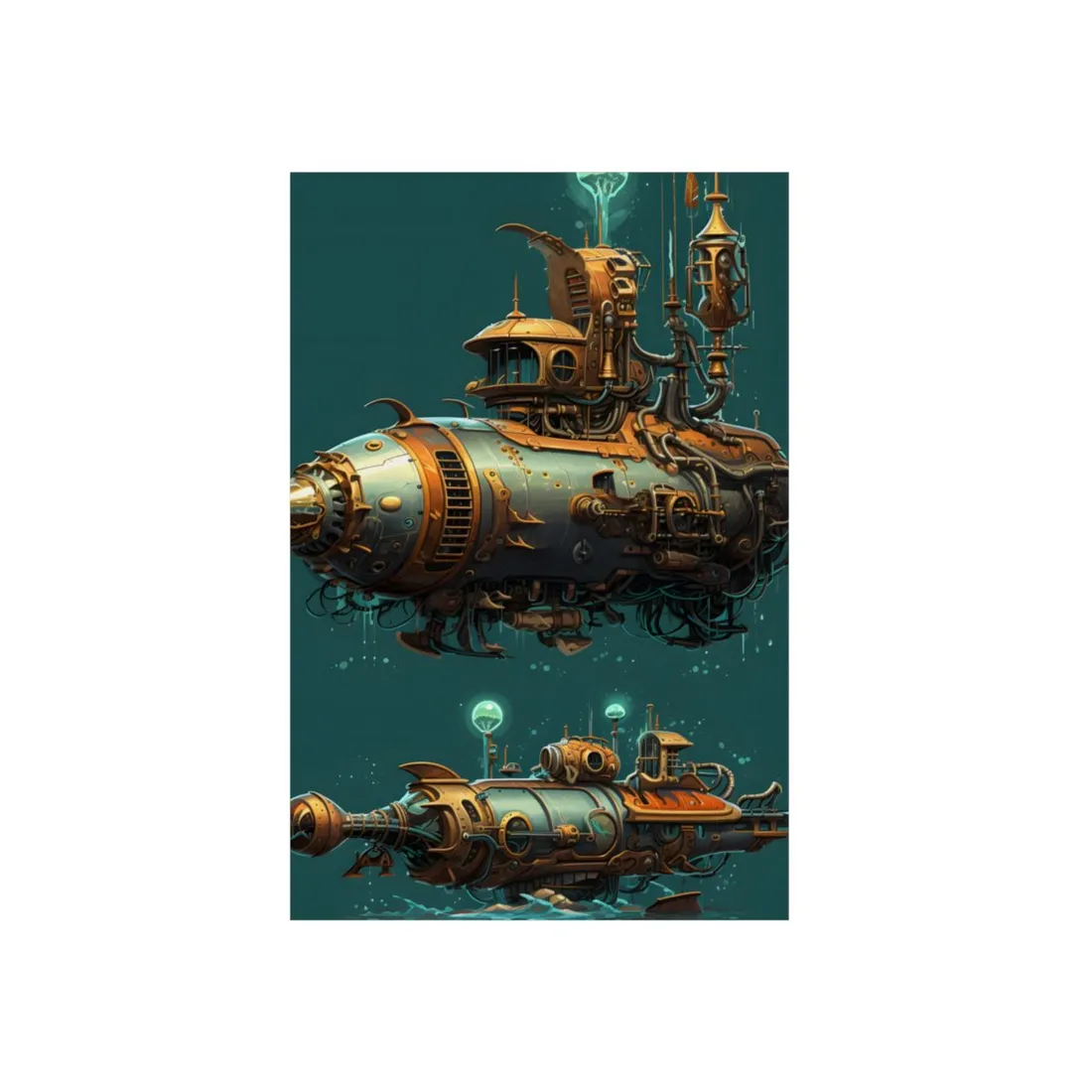Steampunk Undersea Adventure: Captain Nemos' Submarine Odyssey - Metal Poster