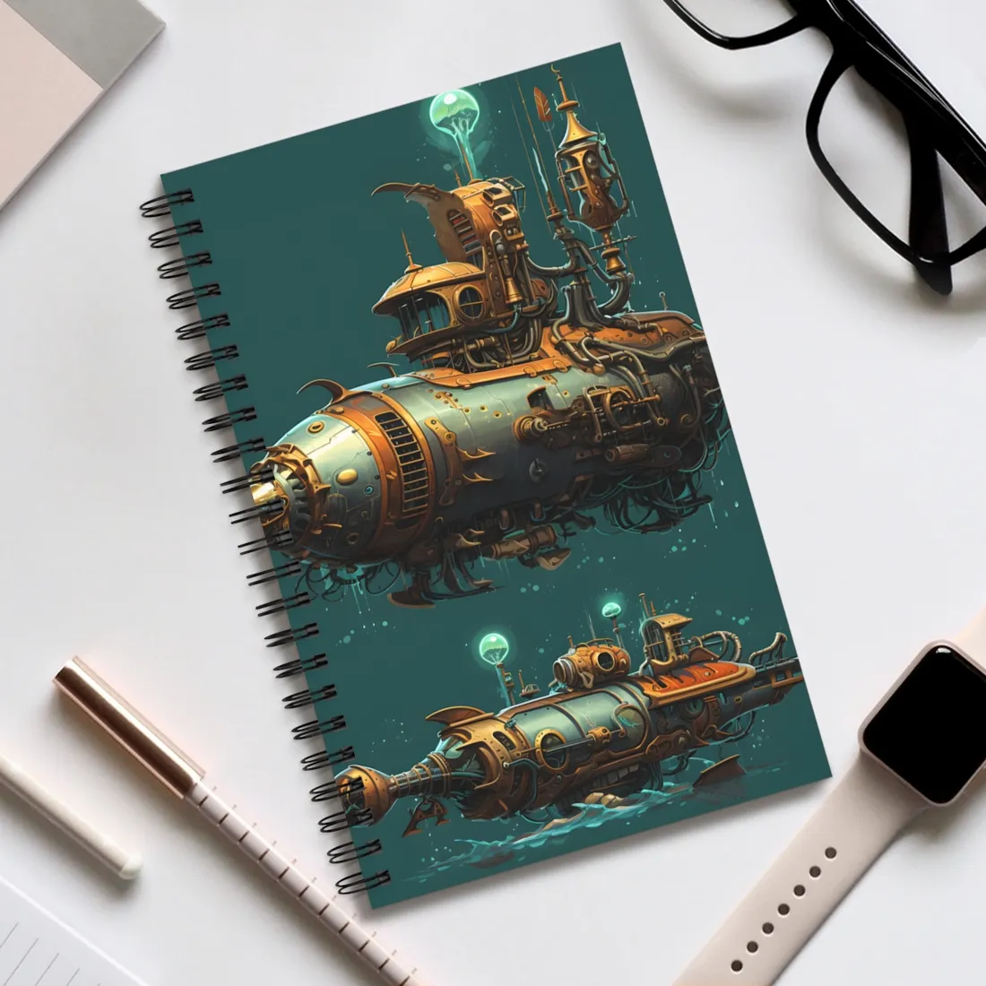 Steampunk Undersea Adventure: Captain Nemos' Submarine Odyssey - Spiral Notebook