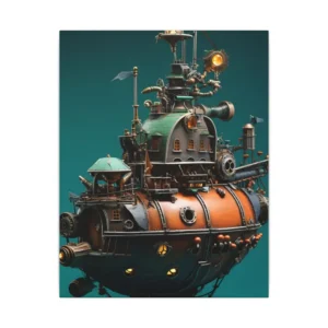 Steampunk Airship with Copper Hull Canvas Print