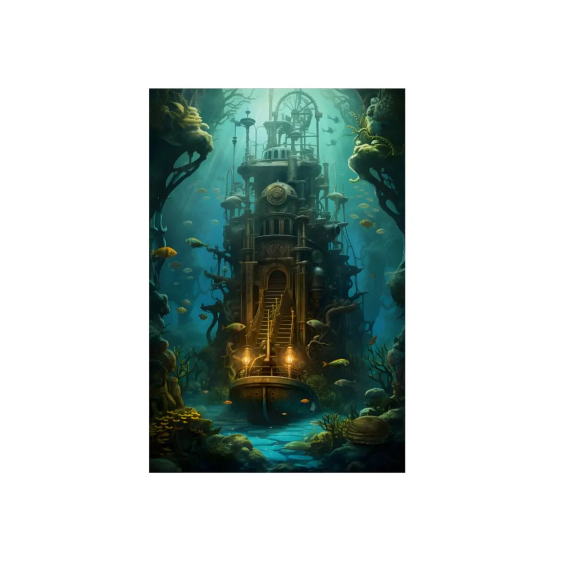 Steampunk Undersea Odyssey: A Journey on the Nautilus - Metal Poster