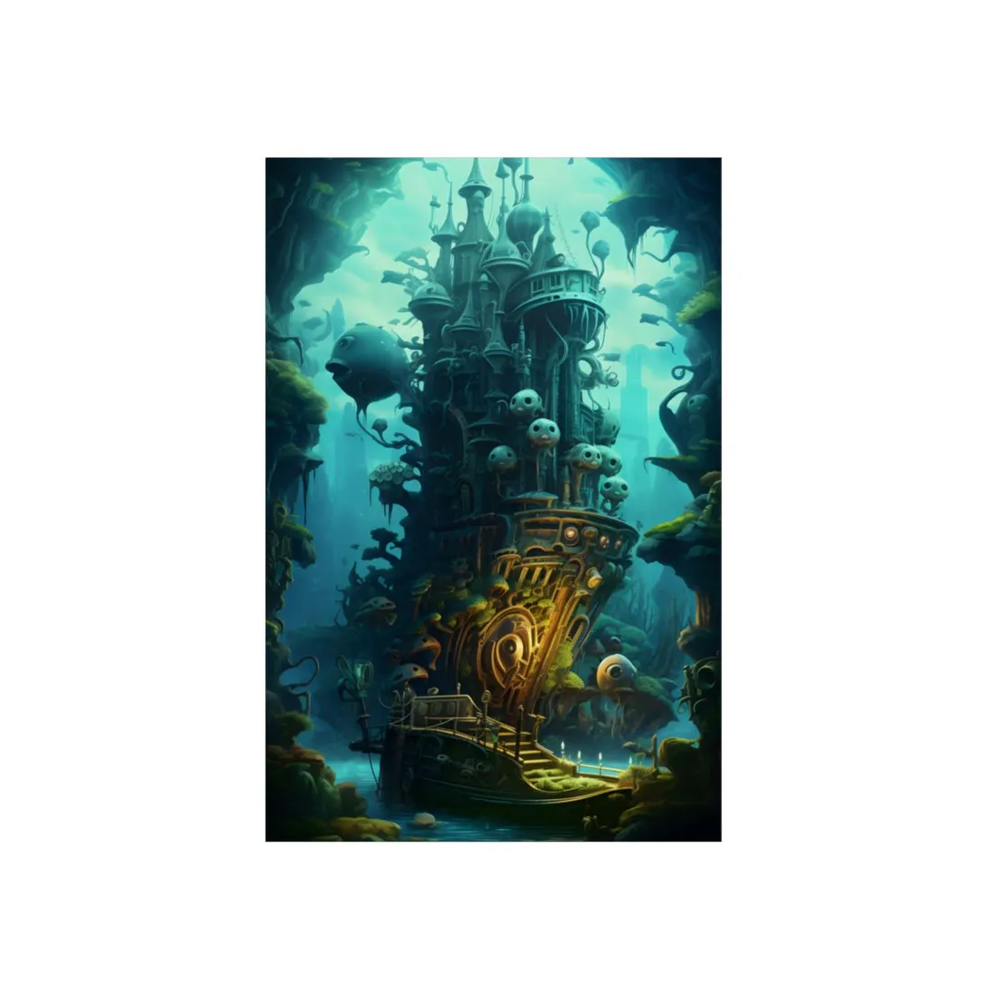 Steampunk Undersea Odyssey: Captain Nemo's Mechanical Voyage - Metal Poster