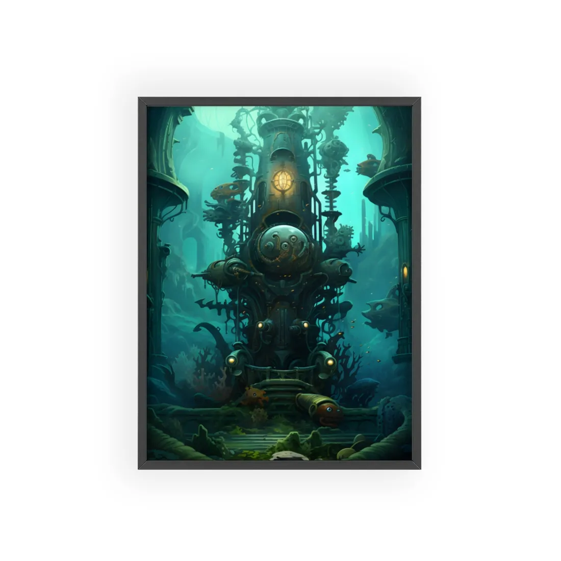 Steampunk Undersea Odyssey: Captain Nemo's Voyage - Framed Poster