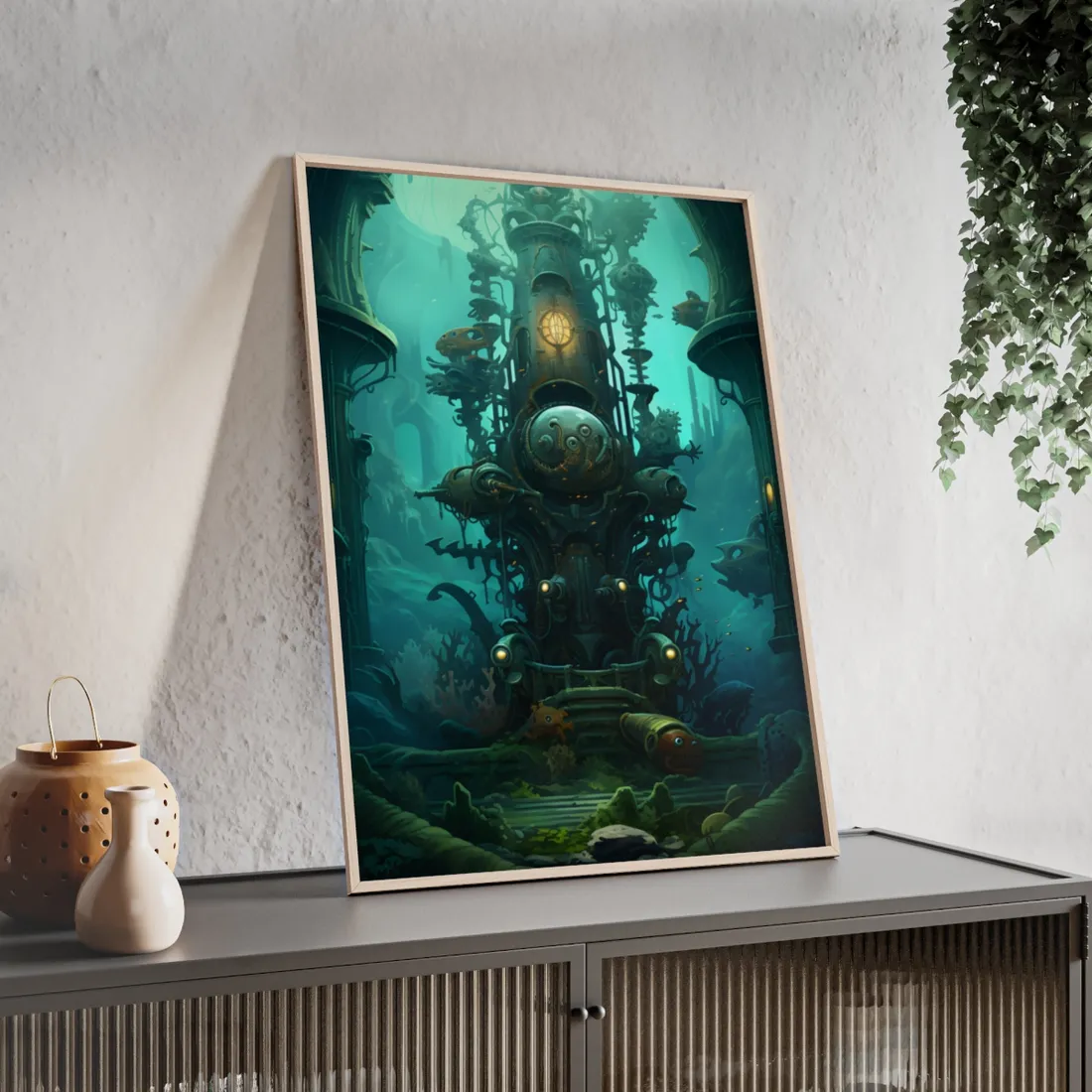 Steampunk Undersea Odyssey: Captain Nemo's Voyage - Framed Poster