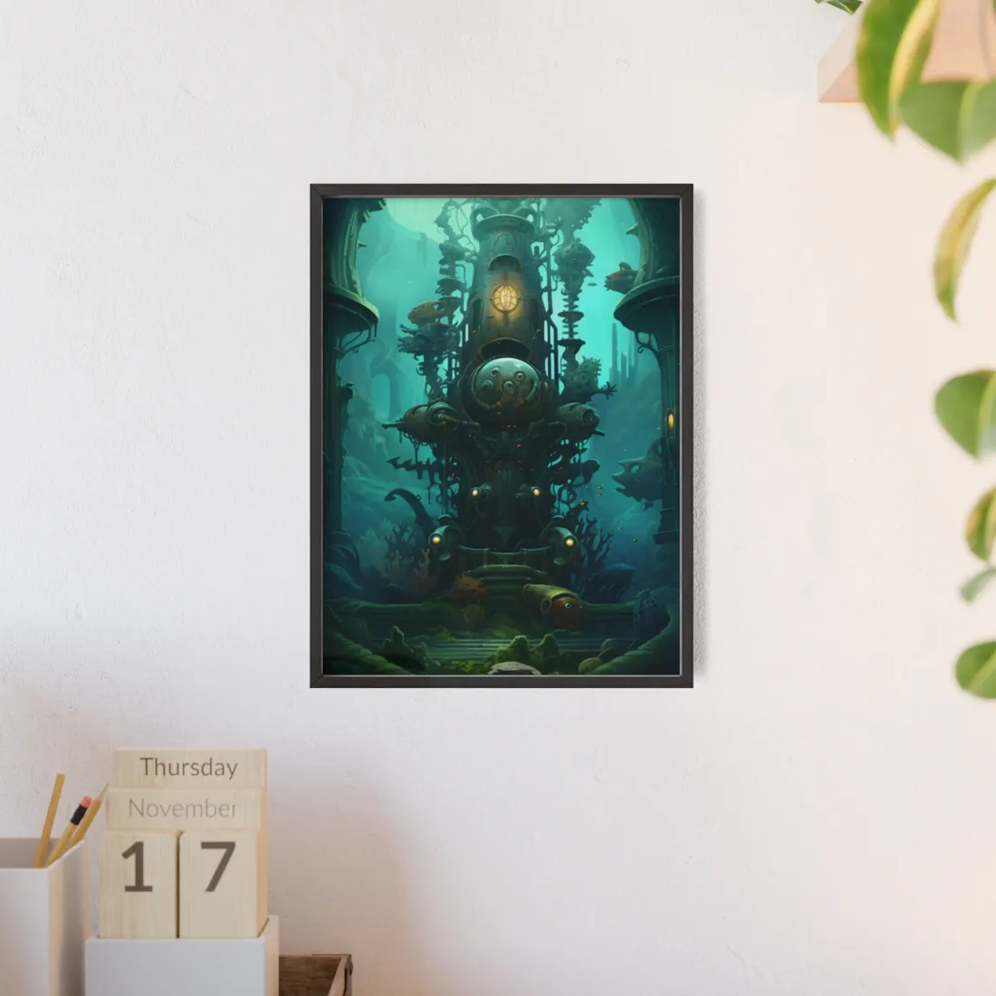 Steampunk Undersea Odyssey: Captain Nemo's Voyage - Framed Poster